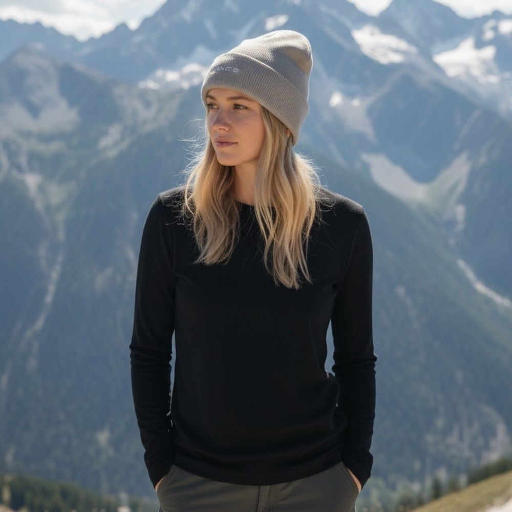 VINCE FINE RIB DOUBLE LAYER CUFF WOOL & CASHMERE-BLEND HAT